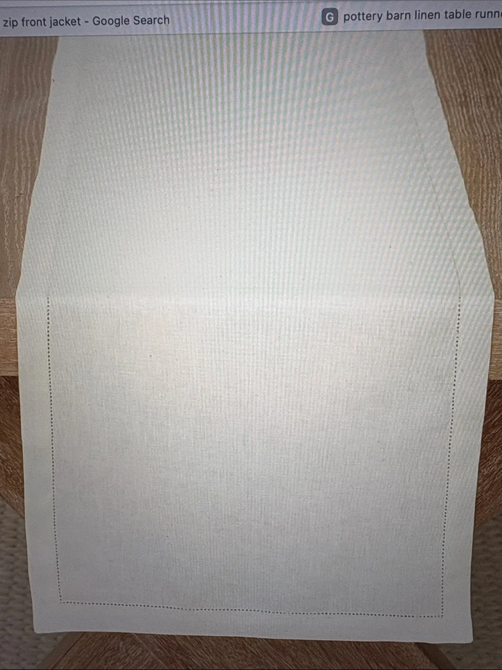 Pottery Barn Belgian Linen Table Runner in Classic Ivory - 16” X 108”
